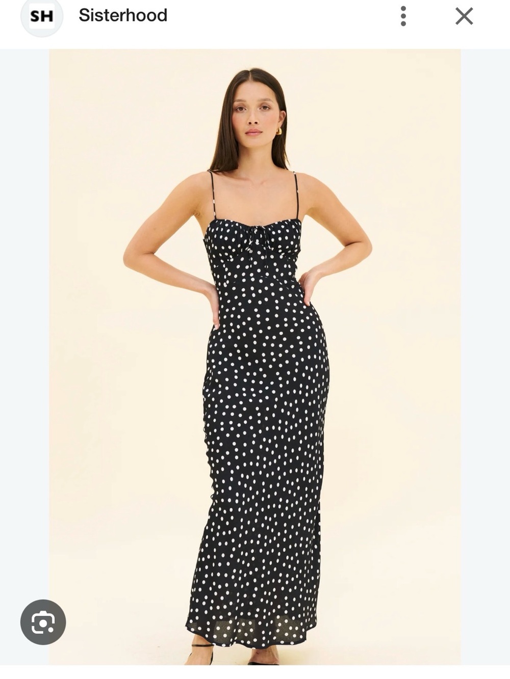 Black Polka Dot Midi Dress with Tie Front